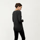 Long Sleeve V-Neck Top with Side Drawstring Ruched Hem