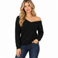 V Neck Relaxed Loose Long Sleeve Casual Knit Pullover Sweater