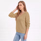 V Neck Textured Knit Pullover Sweater with Long Sleeves