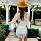 Crochet Cover Up with 3/4 Sleeve Tassel Dress