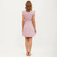 Swiss Dot Babydoll Dress with Ruffle Sleeves and V-Neckline