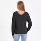 V Neck Textured Knit Pullover Sweater with Long Sleeves