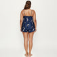 Plus Size 2-Piece Satin Pajama Set with Lace Trim Cami Top Adjustable Straps Relaxed Fit Shorts Sleepwear Set