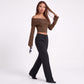 Off Shoulder Foldover Cropped Knit Sweater