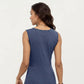 Sleeveless V Neck Midi Dress with Front Twist Detail and Flowy A Line Silhouette
