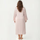Plus Size 2-Piece Satin Nightgown Set with Long Sleeve Open Front Robe Sleeveless Slip Dress Sleepwear