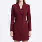 Long Sleeve Button Front Blazer Dress with Notched Collar