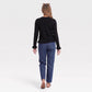 Ruffle Hem Crew Neck Long Sleeve Knit Sweater