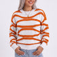 Wavy Stripe Crew Neck Long Sleeve Knit Sweater