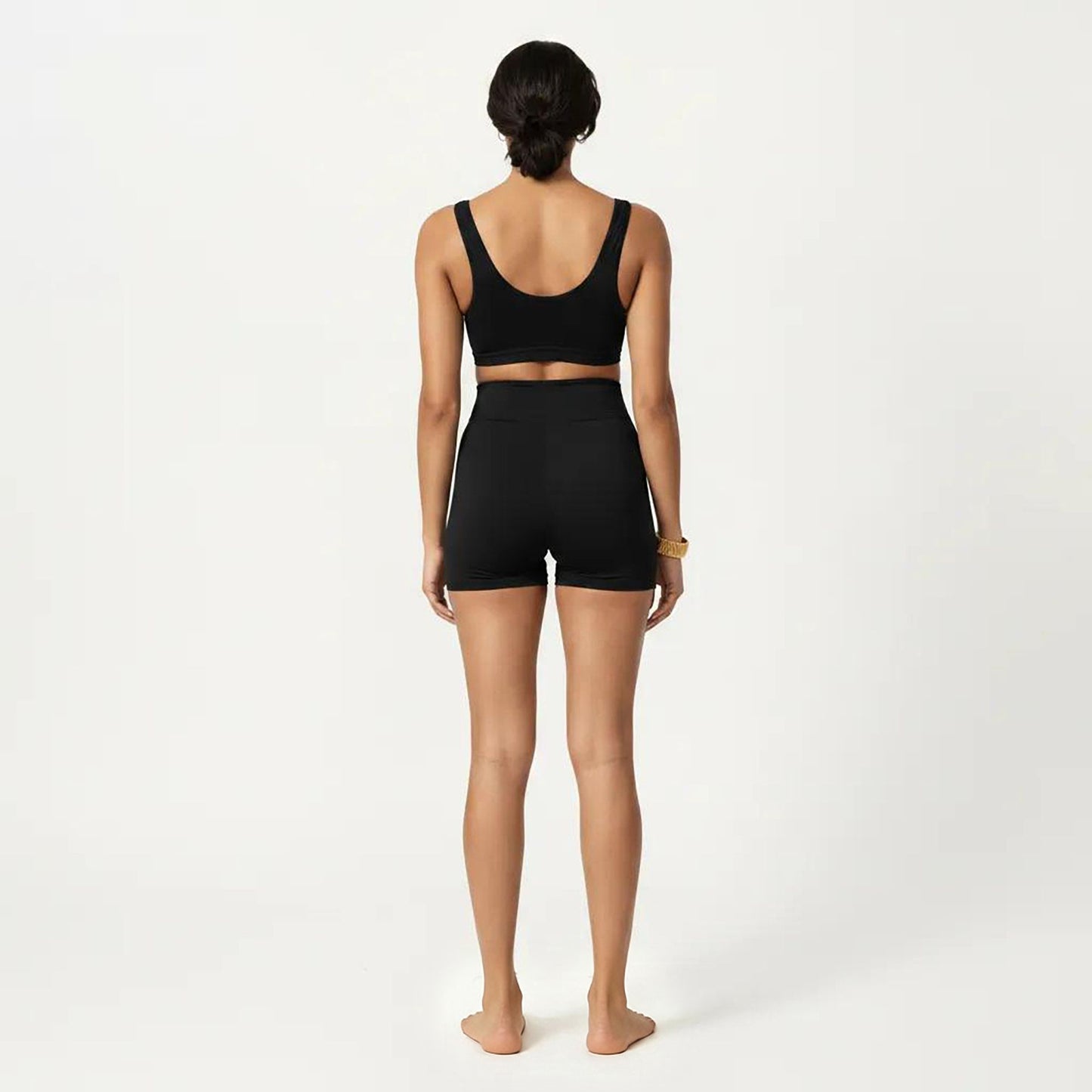 Two-Piece Maternity Swimwear Set with Cropped Tank Top and High-Waisted Shorts