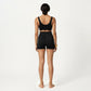 Two-Piece Maternity Swimwear Set with Cropped Tank Top and High-Waisted Shorts