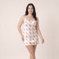 Plus Size Heart Print Satin-Like Cami Nightgown with Slim Straps V-Neckline and Relaxed Mini Fit