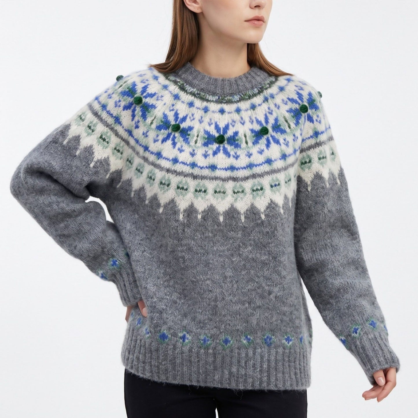 Fair Isle Crewneck Pullover Sweater