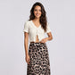 Leopard Print Midi Skirt with High Waist and Flowy A Line Fit