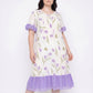 Short Sleeve Floral Midi Nightgown Ruffle Trim Relaxed Sleep Dress