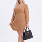 Plus Size V Neck Ribbed Waist Sweater Dress
