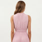 Sleeveless Midi Dress with Pleated Skirt and Tie Neck Detail