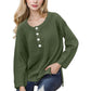 Contrast Half Button Henley Down Long Sleeve Sweater