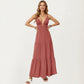 Sleeveless Tiered Maxi Dress V-Neck Cutout Empire Waist Flowy A-Line Sundress