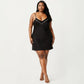 Plus Size V Neck Slip Nightgown Contrast Trim Spaghetti Strap Soft Satin Sleep Dress Short Chemise