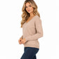 V Neck Relaxed Loose Long Sleeve Casual Knit Pullover Sweater