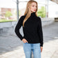 Long Sleeve Cable Knit Turtleneck Sweater