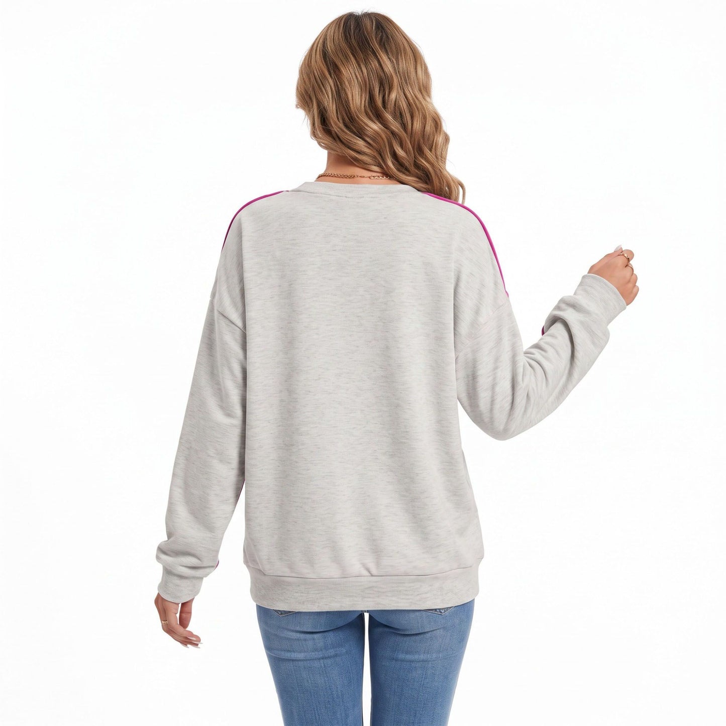 Contrast Piping Long Sleeve Relaxed Sweatshirt