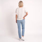 Short Sleeve Sweater Top Lace Ruffle Hem Textured Knit Blouse