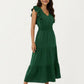 Tiered Midi Dress with Ruffle Sleeves and Smocked Waist