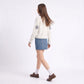 3D Floral Pearl Button Fuzzy Knit Cardigan Sweater