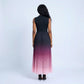 Sleeveless High Neck Pleated Ombre A-Line Maxi Dress with Flowy Skirt