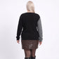 Plus Size Faux Pearl Colorblock Wrap Front Sweater