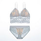 Floral Lace Longline Bralette and Matching Panty Two Piece Lingerie Set