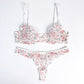 Polka Dot Sheer Mesh Underwire Bra and Panty Two Piece Lingerie Set