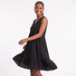 Sleeveless V-Neck Babydoll Ruffle Hem Dress with Pockets