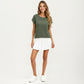Short Sleeve Textured Knit Top with Crew Neck Ribbed Trim and Relaxed Fit