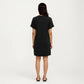 Short Sleeve V Neck Shift Dress with Button Detail Relaxed Fit Casual Tunic Dress