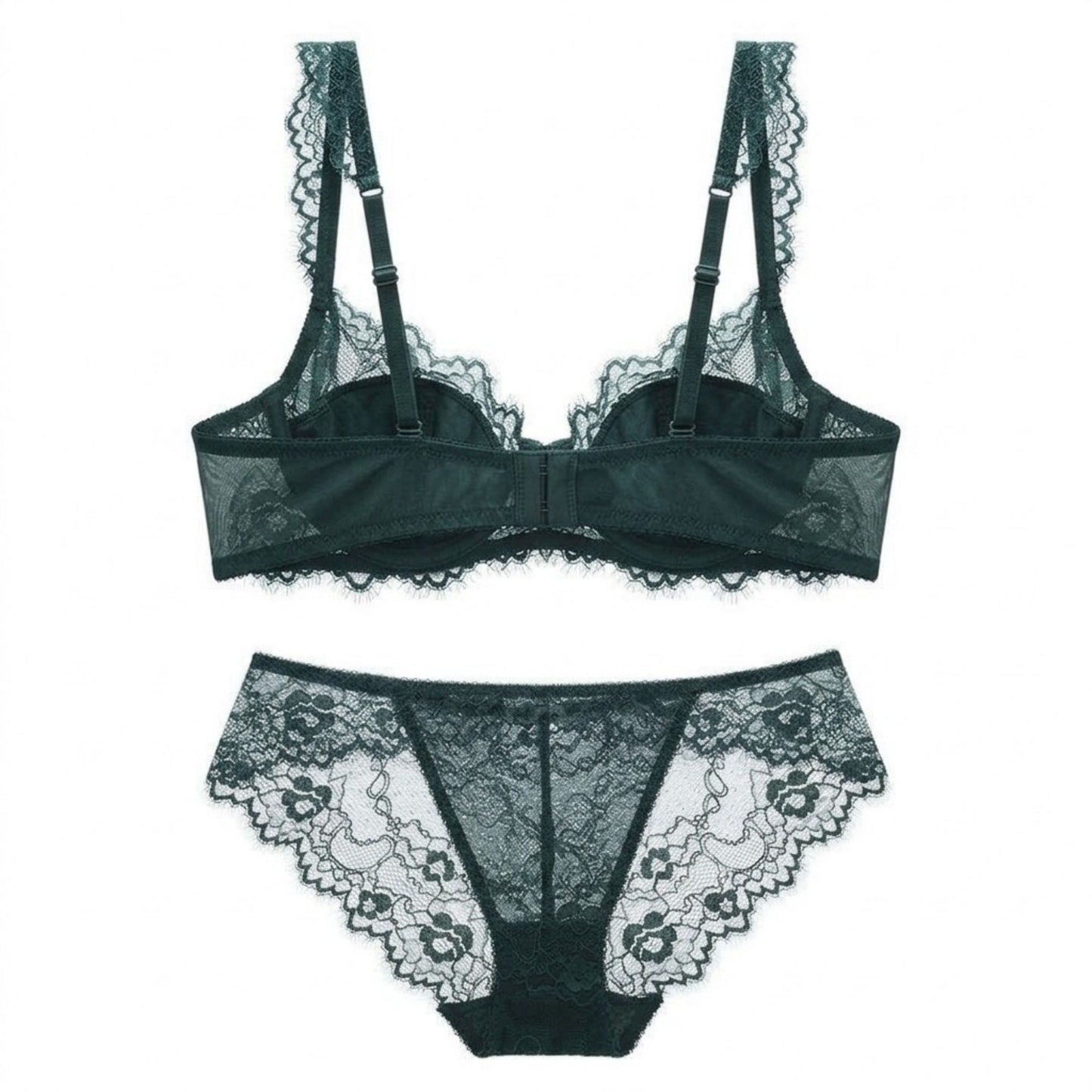 2 Piece Floral Lace Underwire Bra and Panty Lingerie Set