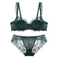 2 Piece Floral Lace Underwire Bra and Panty Lingerie Set