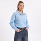Long Sleeve Polo Sweatshirt with Snap Button Placket