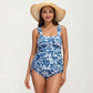 Floral Print Maternity Tankini Set with Adjustable Side Ties and Ruched Design