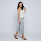 Foldover Waistband Cropped Wide-Leg Trousers