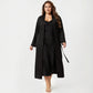 Plus Size 2-Piece Satin Nightgown Set with Long Sleeve Open Front Robe Sleeveless Slip Dress Sleepwear