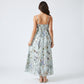 Floral Print Tie Front Maxi Dress with Spaghetti Straps and Flowy Skirt