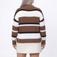 Plus Size Colorblock Striped V Neck Sweater