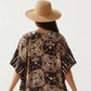 Geometric Print Maxi Caftan Dress with V-Neckline Relaxed Fit and Draped Silhouette