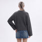 Oversized Crewneck Knit Sweater with Flared Sleeves
