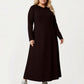 Plus Size Long Sleeve Hooded Maxi Dress with Relaxed Fit Silhouette and Soft Flowy Hem