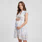 Floral Print Maternity Dress with Flutter Sleeves and Tiered Skirt