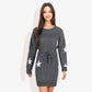 Star Knit Dolman Sleeve Belted Tunic Sweater Dress